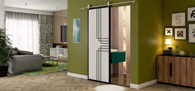 sliding bathroom door installation in Clovis